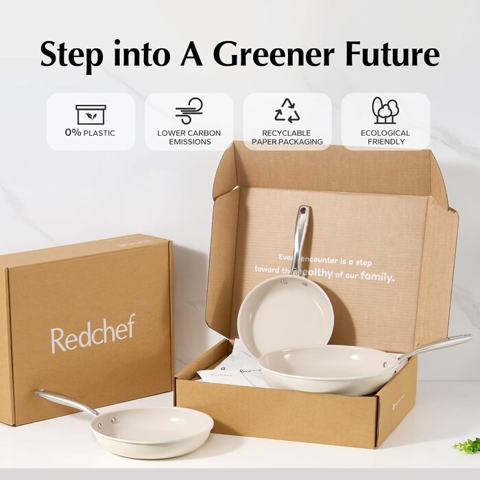 Набор из 3 керамических индукционных сковородок 20/24/28 см, бежевый Redchef