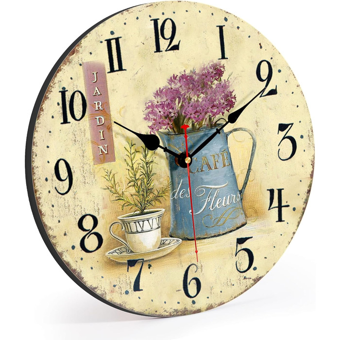 Настінний годинник з ретро-квітковим візерунком Toudorp