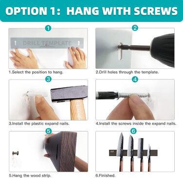 Дерев'яна магнітна смуга для ножів 40 см FINDKING