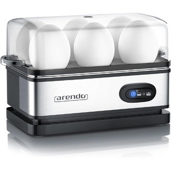 Яйцеварка з нержавіючої сталі з функцією збереження тепла - Перемикач функцій зі світловою індикацією - Ступінь твердості, який можна вільно вибирати. - Матова нержавіюча сталь - Без бісфенолу А - у кольорі Cool Grey (A сріблястий / чорний)