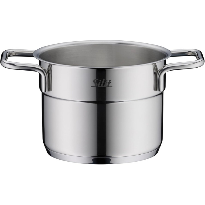 Набір посуду Silit Extra Cook каструлі 12/14 см зі скляною кришкою, внутрішньою мірною шкалою, широким обідком для зливу, з нержавіючої сталі Crominox, для невеликих порцій, компактно складаються, запобігають капанню (каструля для мяса, 12 см)