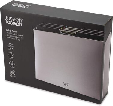 Набор разделочных досок, 4 предмета в корпусе, нержавеющая сталь Folio Steel Joseph Joseph