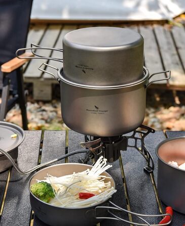 Наружная титановая посуда 1,4 л 1,6 л 2,4 л Кастрюля для соуса Голландский горшок для 1-3 человек Легкий портативный дорожный горшок Кухонный набор Туристическое снаряжение (горшок 1600 мл M-ti2107C)