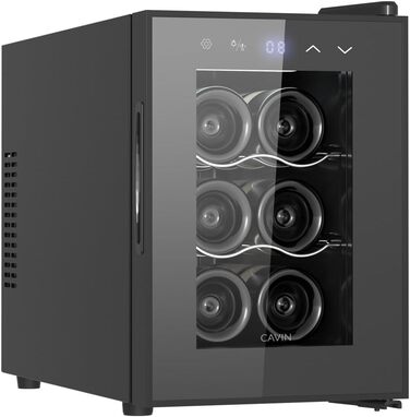 Малий винний холодильник до 6 пляшок чорний Cavin