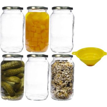 Банка 1 л с завинчивающейся крышкой серебристая, (золото), 6 шт mikken