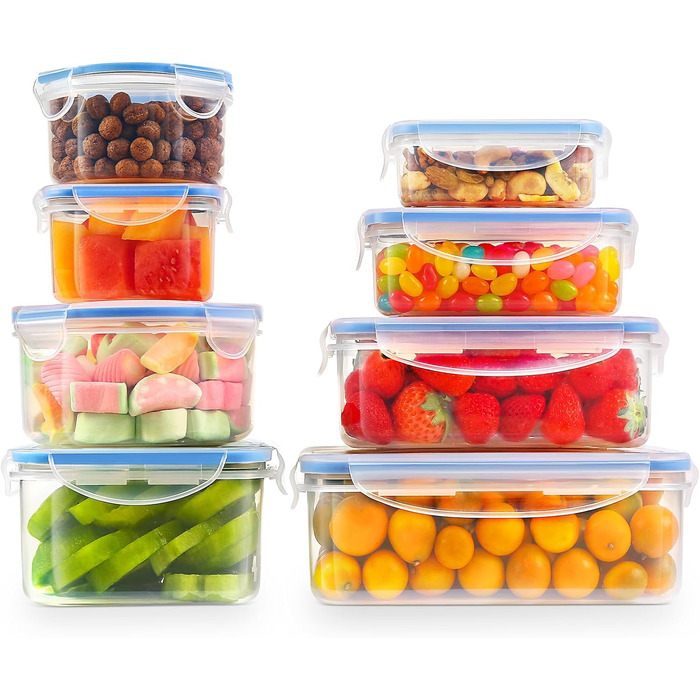 Набір з 8 контейнерів для зберігання харчових продуктів з кришками YASHE