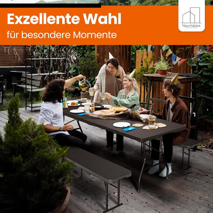 Складаний стіл для кемпінгу 180 х 75 см чорний NewHabitat