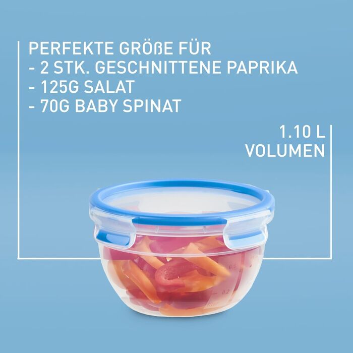 Набір контейнерів для зберігання продуктів EMSA Clip & Close, прямокутні, 5 x 0,8 л, коробки для зберігання, 100 герметичні, придатні для миття в посудомийній машині, морозильної камери та мікрохвильової печі, прозорі, сині, зроблені в Німеччині, N10307 (