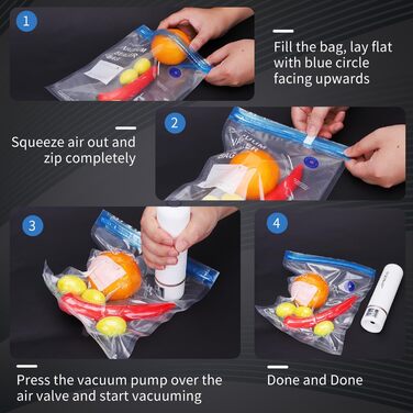 Вакуумні пакети 30 пакетів 16 x 22/21 x 22/20 x 25 см Aigostar