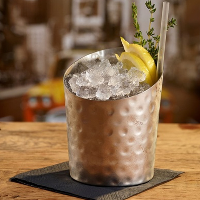 Склянка металева 470 мл, похилий конус, рельєфний, мідне покриття, GenWare