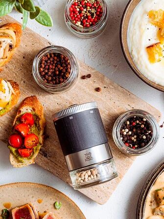 Подарочный набор, Мельница для перца, Мельница для перца, Графит, 11 см вкл. три банки для перца премиум-класса, 41748, древесина бука (Maestro Crus / Rservoir)