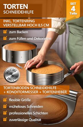 Аксесуари для торта 4smile - набір з нержавіючої сталі для нарізання торта, 3 предмети - насадка для різання основи торта кондитерський ніж сервер для торта - насадка для різання торта ідеально підходить для приготування торта