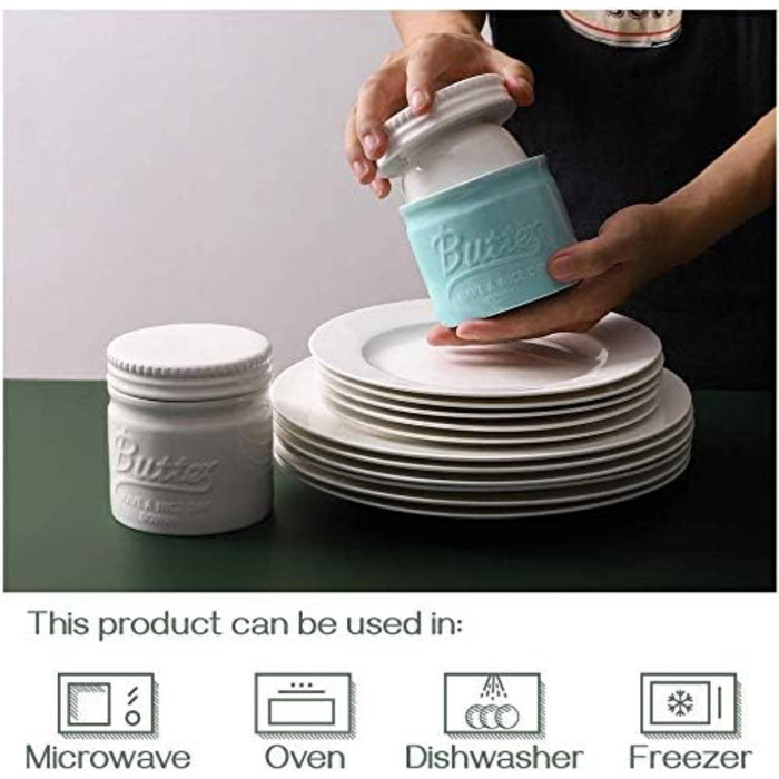 Баночка для масла порцелянова 192 мл, блакитна Dowan