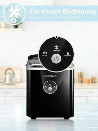 Переможець тесту льодогенератора 2024 року, 14 кг за 24 години, 9 кубиків льоду за 6-8 хвилин, тиха робота, льодогенератор потужністю 120 Вт з ложкою та кошиком, маленький льодогенератор для дому та офісу (чорний)