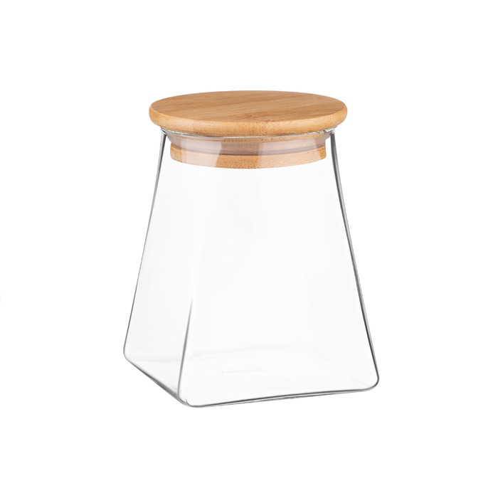 ARDESTO Midori Банка для хранения, 510 мл, стекло, бамбук, коническая, прозрачная