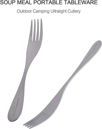 Безмежна титанова ложка, виделка, набір із сумкою для зберігання, надлегкі столові прибори, портативний посуд для активного відпочинку, кемпінгу, кухні (ложка та виделка, TI1070T) (Ti1069T-fork)