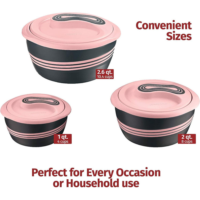 Набір з 3 термоконтейнерів з кришками, рожевий Pinnacle