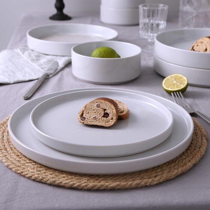 Набір посуду Richmount Nebula для 6 осіб, набір тарілок та мисок із 18 предметів, набір посуду з крапчастої кераміки, можна мити в мікрохвильовій печі та посудомийній машині, сервірування Nebula для 6 осіб (світло-сірий, сервірування Nebula для 4 осіб)