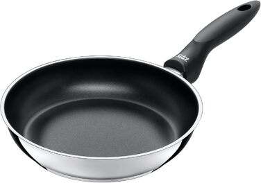 Індукційна сковорода з нержавіючої сталі з антипригарним покриттям, стійка до корозії, з пластиковою ручкою, підходить для всіх типів плит, витримує температуру в духовці до 70C, для делікатного смаження (набір з 2 сковорідок)