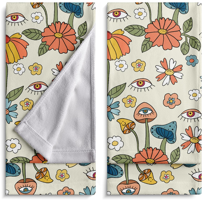 Різдвяні кухонні рушники Kwlegh, рушник для рук, різдвяна ялинка, цукерка-тростина, сніжинка, рушник для пальців, набір з 2 шт. , милий чоловічий банний рушник, високопоглинаючі рушники, 36 x (квіти грибів)