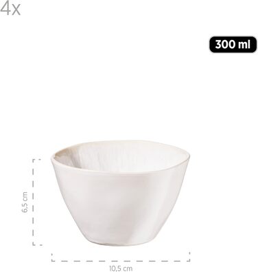 Набір мисок MSER Frozen Frozen з 9 предметів з красивої кераміки, 1 салатниця, 4 рамен і 4 миски для занурення, органічні форми у вінтажному вигляді, ручна глазур, керамограніт, 26 (білих)