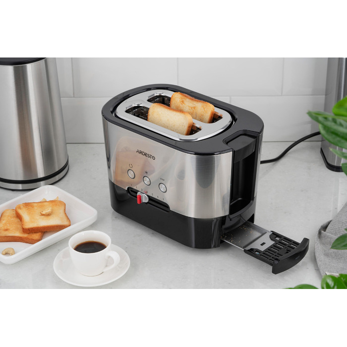 ARDESTO Тостер Steel Collection T-K210 1000 Вт, металл+пластик, серебристо-черный