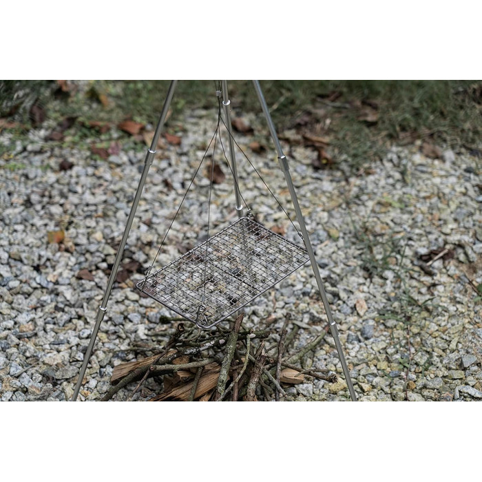 Титановая решетка для приготовления пищи Решетка для гриля на открытом воздухе Древесный уголь Барбекю Сетка Гриль Пластина Сверхлегкая охлаждающая стойка для выпечки Тяжелая еда Приготовление пищи Обжарка Кухонная утварь и подвесная цепь для кемпинга на 