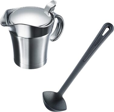 Набір соусів Westmark, 2 шт. и, 1 термосоусник з відкидною кришкою, 0,5 л 1 ополоник Ніжний, довжина 29 см, нержавіюча сталь/ABS/PP/PA, сріблястий/чорний, 622422E6 з ополоником