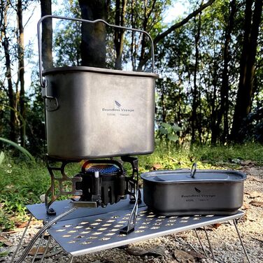 Титановий посуд для кемпінгу 600 та 1500 мл iBasingo