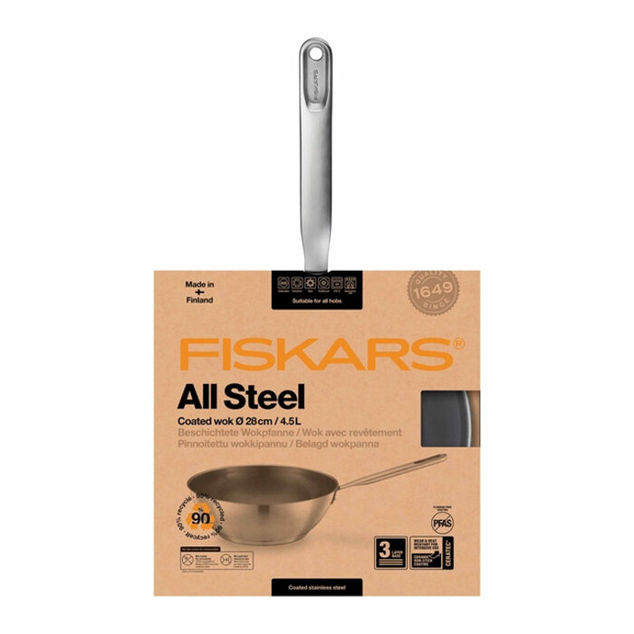 Сковорода Wok Fiskars All Steel 28 см матовая (1064747)
