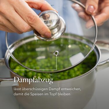Набір посуду FLORINA 4 предмети Нержавіюча сталь 18/0 Кришка із загартованого скла Для індукційних, газових, електричних та керамічних варильних поверхонь Можна мити в посудомийній машині Високоякісний набір посуду для кожної кухні (8 предметів, Polpo)