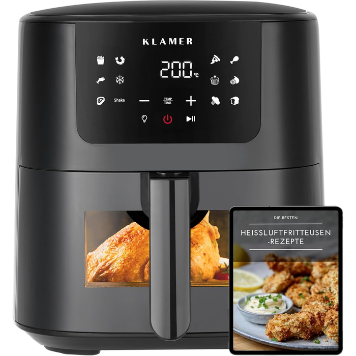 Аерофритюрниця 5 л, 1500 Вт, чорна Klamer