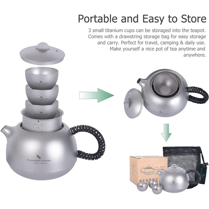 Чайный набор для кемпинга 380 мл 3 чашки iBasingo