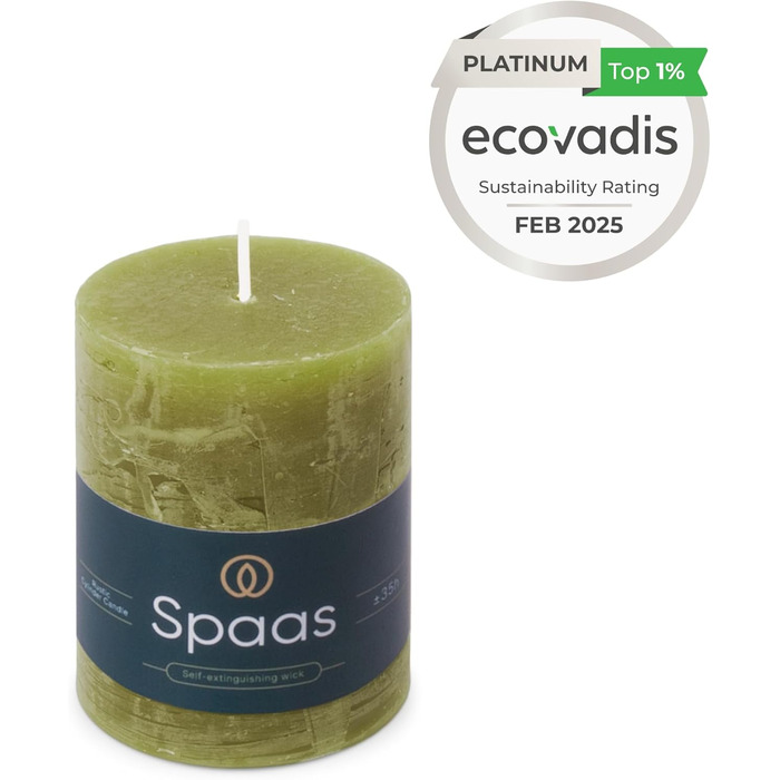 Свічка Spaas Rustic Pillar 70/95 мм 35 шт. - світло-рожева (оливково-зелена)