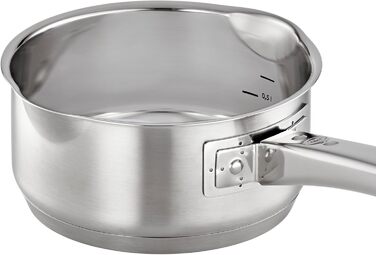 Форма для запікання RSLE EXPERTISO, універсальна ємність для приготування їжі з нержавіючої сталі 18/10, скляна кришка, внутрішня вага, підходить для індукційних плит, можна мити в посудомийній машині, срібляста (16 см, каструля)