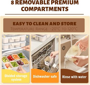 Контейнер для снеків з 8 відділеннями, з 4 виделками з нержавіючої сталі TETSMG