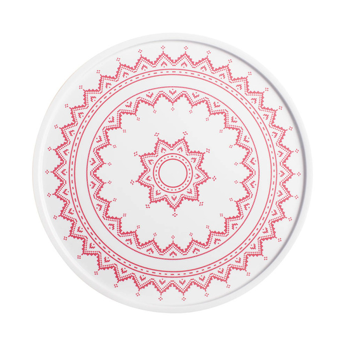 Блюдо для торта 31 см, червоне Cross Stitch Kahla