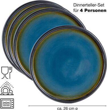 Суповая тарелка из керамогранита 19 см Керамическая миска для супа, лапши, салата или мюсли (4 большие тарелки), 4 шт.