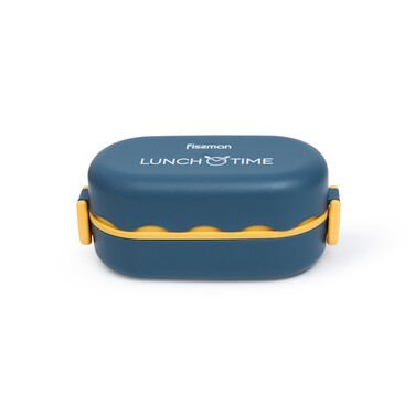 Ланч-бокс Fissman подвійний 19х9х8,7 см / 800 мл, колір коричнівий пластик (16745)