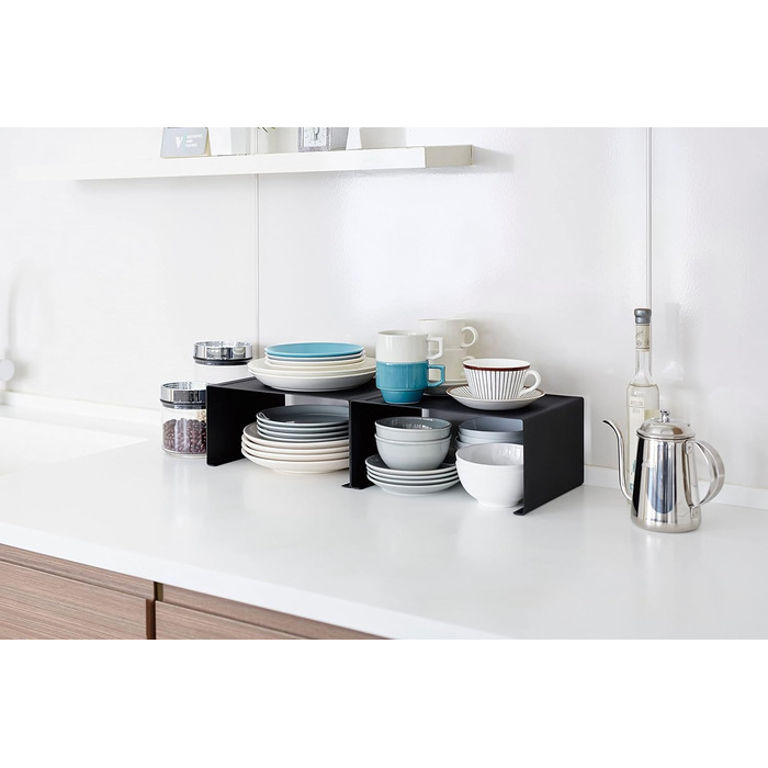 Штабелируемая кухонная полка, сталь, минималистичный дизайн (черный), 3791 TOWER