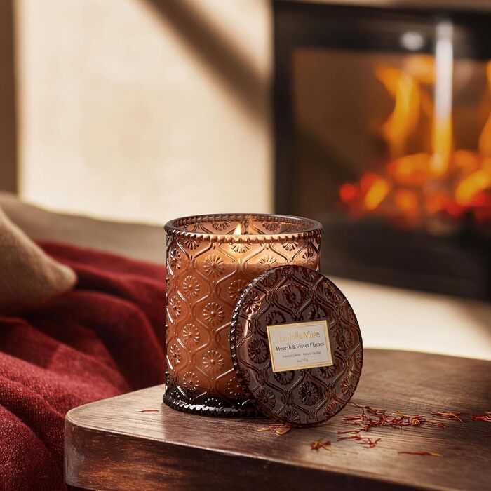 Ароматна свічка La Jole Muse у скляній свічці, подарунок для жінок, ароматичні свічки з сандаловим деревом для дому, час горіння 55 годин, 170 г. (Оксамитове полум&39я)