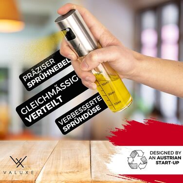 Масляний розпилювач VALUXE Premium Gold ОРИГІНАЛ - Надзвичайно точний флакон для розпилення олії з нержавіючої сталі та скла - Багатофункціональний розпилювач для олії - Стильні та круті кухонні гаджети (подарункова коробка)