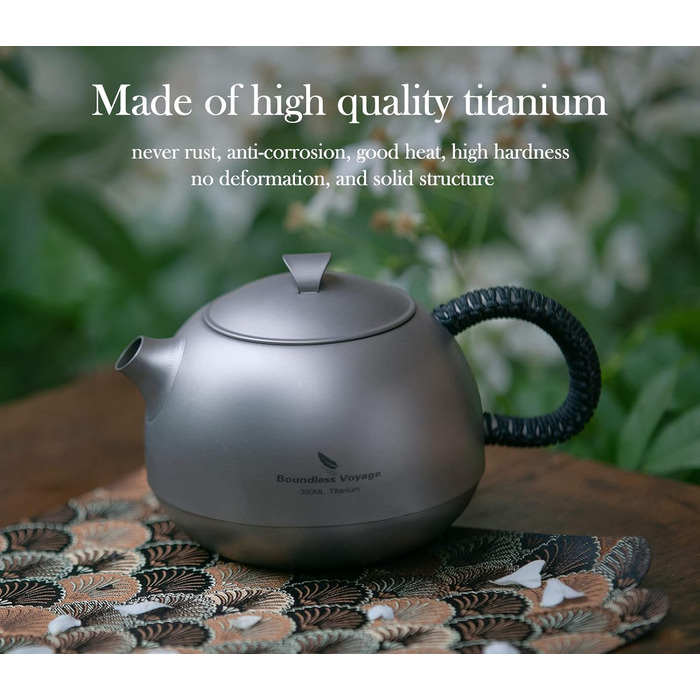 Титановий чайник з заваркою для розсипного чаю 380 мл. iBasingo