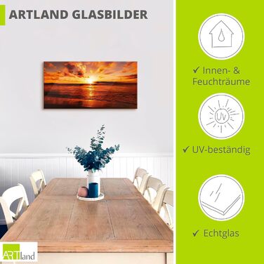 Настінний декор скляні картини настінна картина скляна картина цільна 40x40 см квадрат пляж море сонце карибський басейн природа пейзаж узбережжя схід сонця морський S7LE (захід сонця 2, 60Д x 30Ш см)