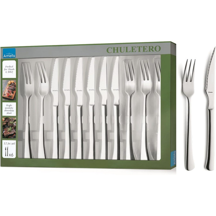 Столові прилади для стейків та піци на 6 осіб, 12 предметів Amefa