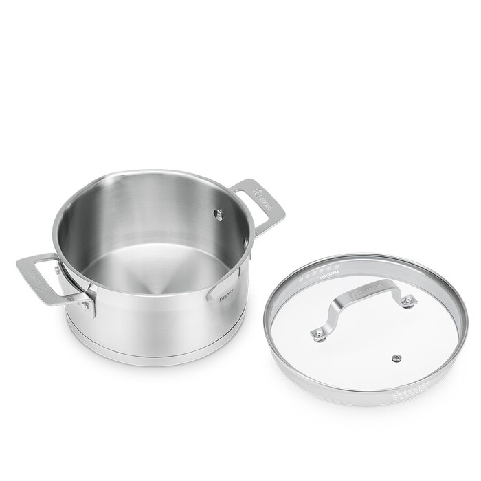 Каструля Fissman FOBUS 26x20 см 10,6 л із скляною кришкою нержавіюча сталь (5389)
