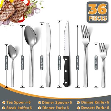 Набор столовых приборов на 6 человек 36 предметов Pleafind