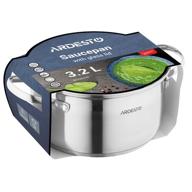 ARDESTO Каструля зі скляною кришкою Gemini Bari, 3.2л, нержавіюча сталь