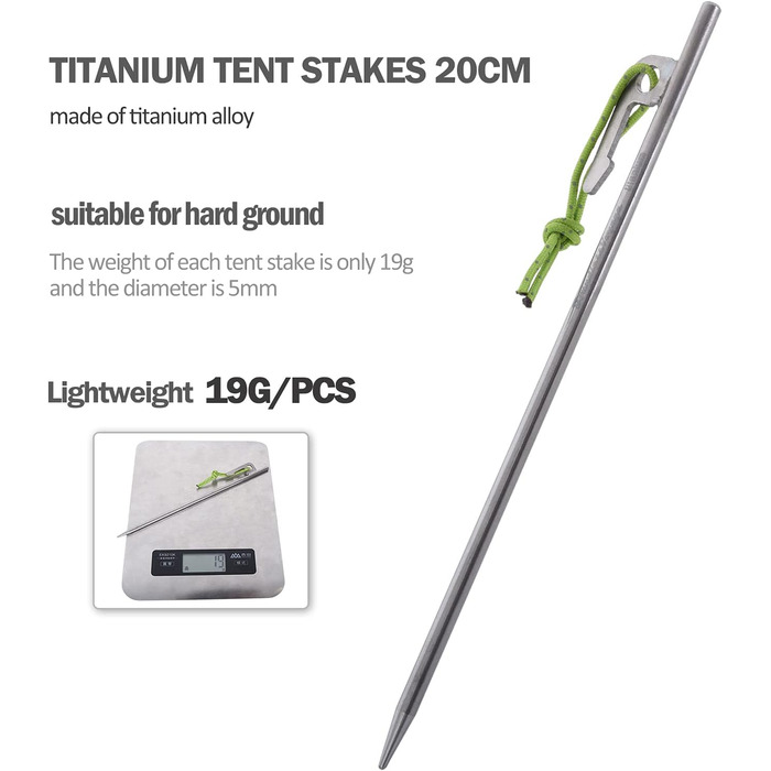 Титановые колышки для походов на открытом воздухе 6 шт. iBasingo