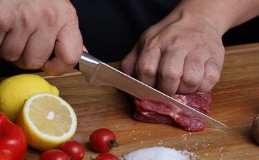 Ніж для чищення овочів linoroso 9 см Ніж для чищення овочів Гострі ножі для фруктів Кухонні ножі Маленькі кухонні ножі Німецькі поковки з вуглецевої сталі Ергономічна ручка з елегантною подарунковою коробкою - Classic Series (5.7-дюймовий обвалочний ніж)